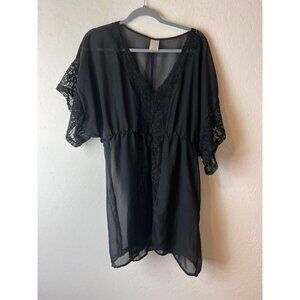 Xhilaration Sz XL Black Lace Sheer Bathing Suit Coverup Swim Coverup